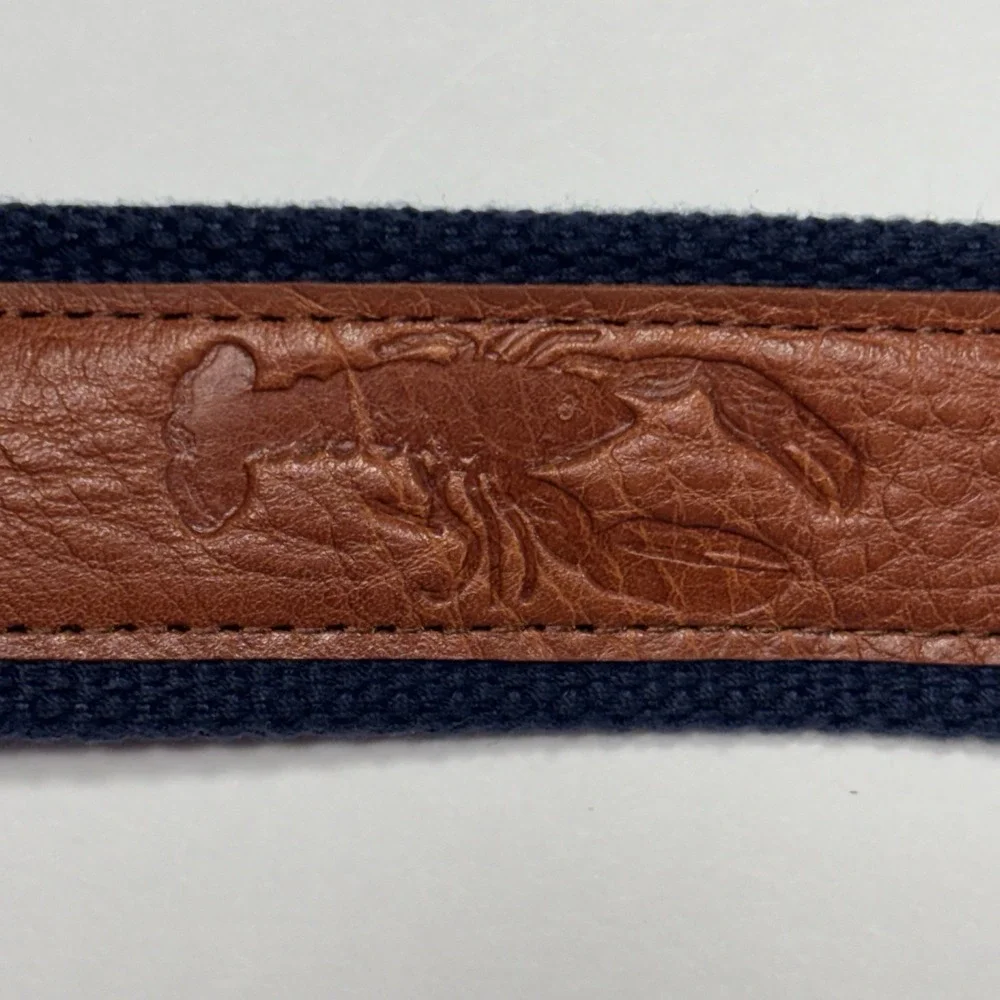LL Bean Belt Men's 38 Brown Pebbled Leather Brass Buckle Lobsters Preppy Casual